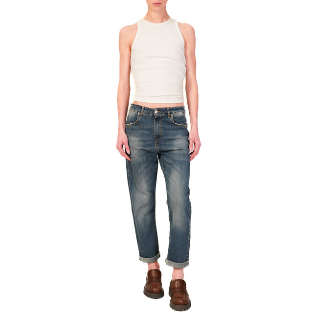 Zeroassoluto- LISA boyfriend jeans tea wash stretch - denim