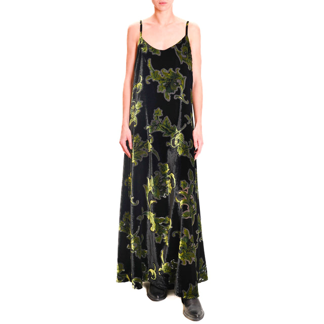 Wu'side-Adjustable Straps Devorè Dress - Oil/Black