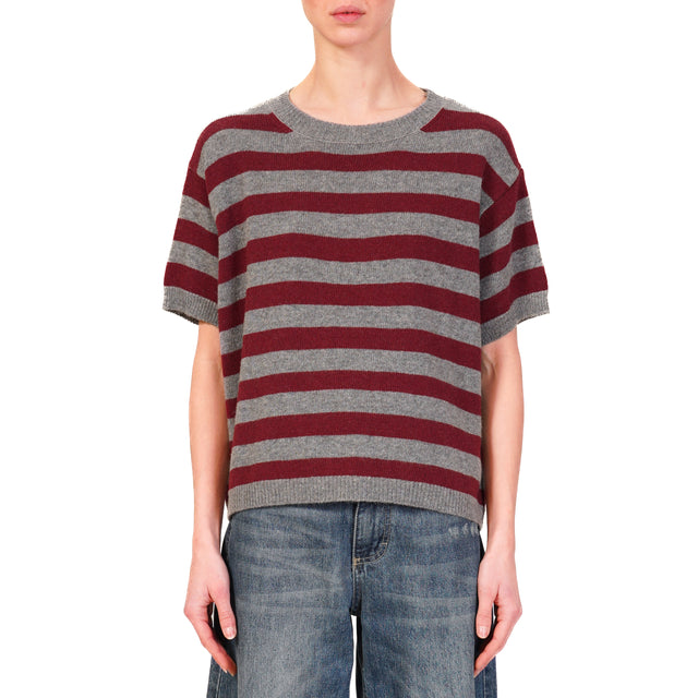 Dixie-Maglia righe misto cashmere - grigio/bordeaux