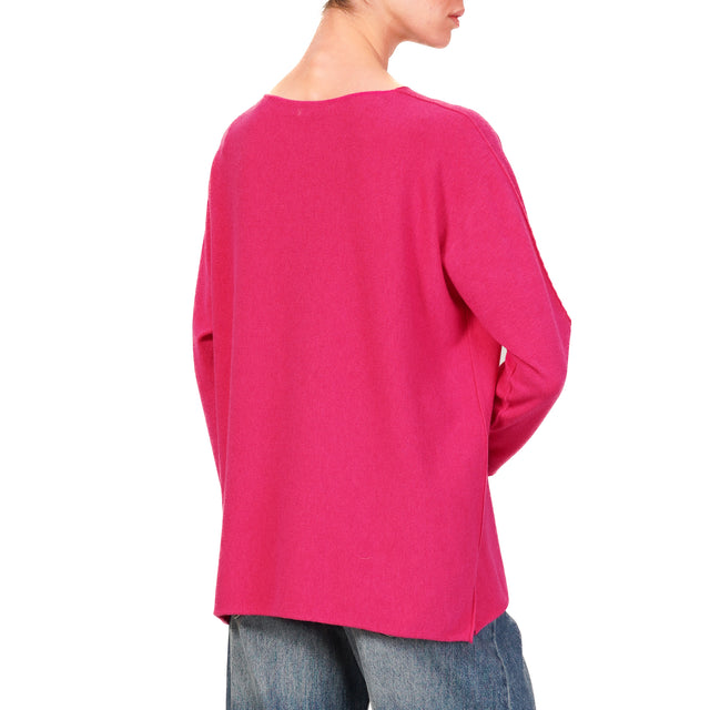 Zeroassoluto-Maglia scollo a v spacchi laterali - fucsia