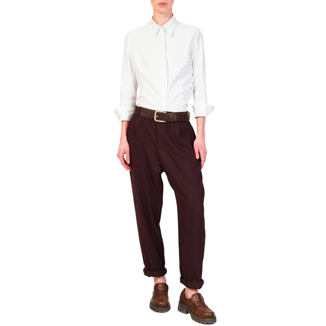 Zeroassoluto-IVY flannel trousers with elastic back - wine