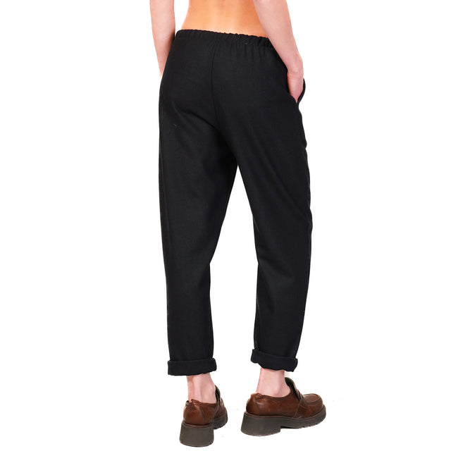 Zeroassoluto-Pantalone GILDA flanella baggy - blu