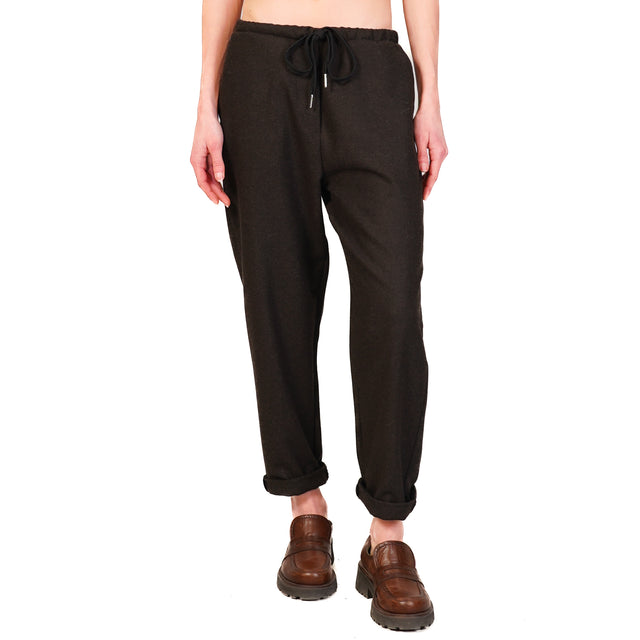 Zeroassoluto-GILDA flannel baggy trousers - dark brown