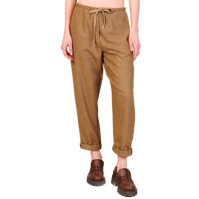 Zeroassoluto-Pantalone GILDA flanella baggy - camel