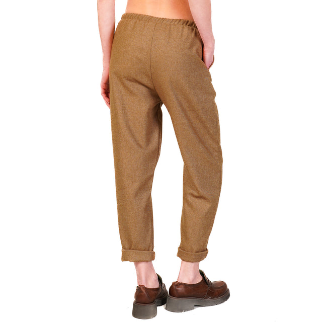 Zeroassoluto-Pantalone GILDA flanella baggy - camel