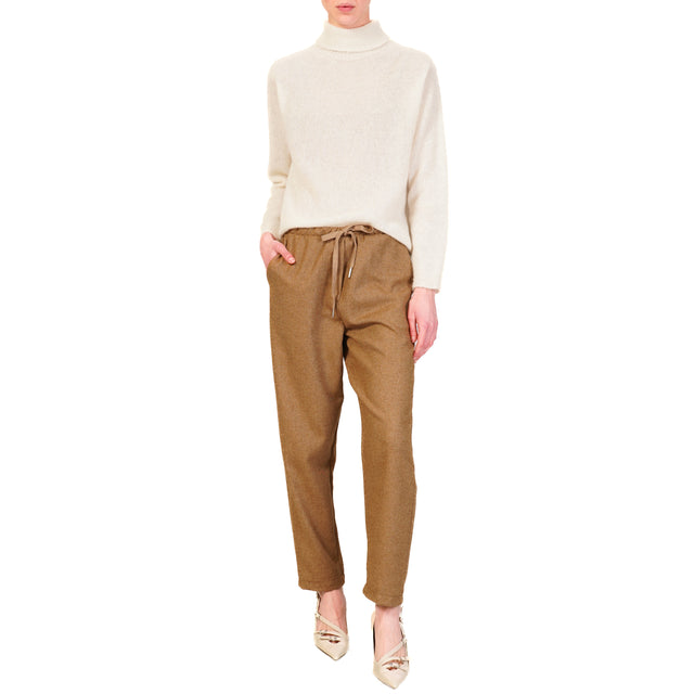 Zeroassoluto-GILDA flannel baggy pants - camel