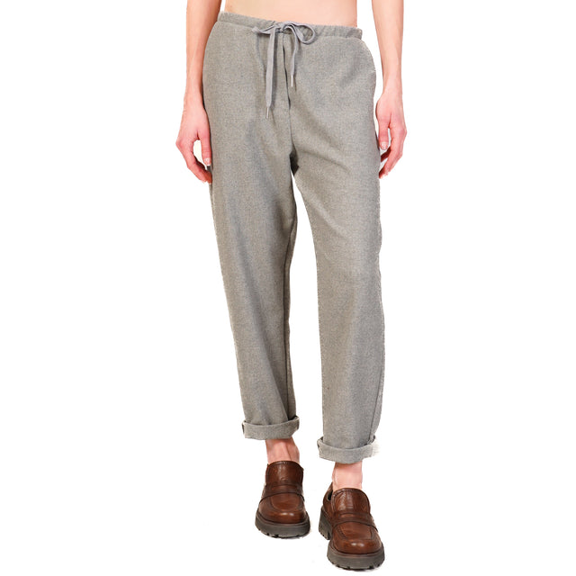 Zeroassoluto-Pantalone GILDA flanella baggy - perla