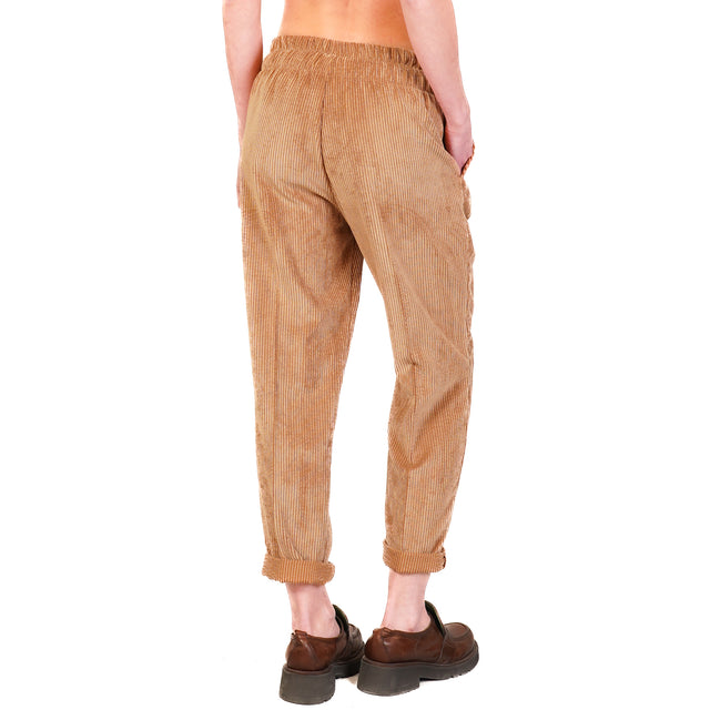 Souvenir-Pantalone velluto 500 righe con coulisse - cammello