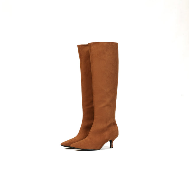 Divine Follie-High Low Heel Boot - Cigar Suede