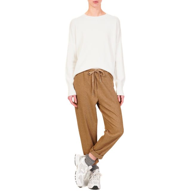 Zeroassoluto-Pantalone GILDA flanella baggy - camel