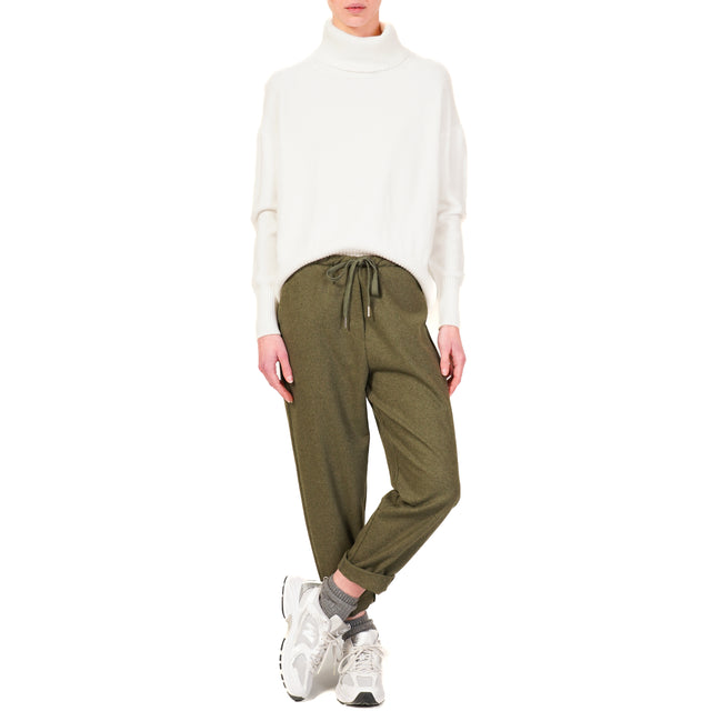 Zeroassoluto-Pantalone GILDA flanella baggy - militare