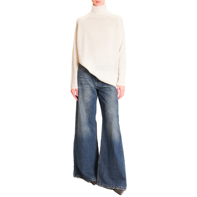 Tension in-Maglia box turtleneck 100% wool SOFT - cream