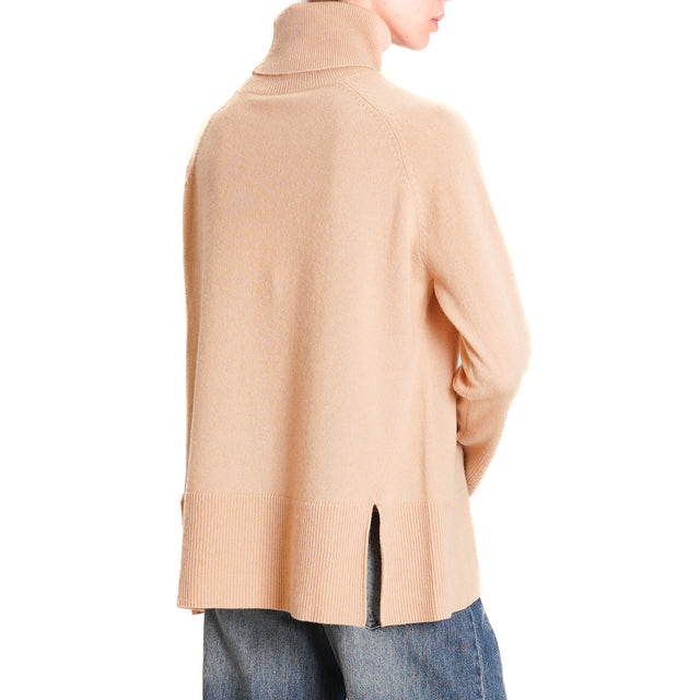 Tension in-Maglia box turtleneck 100% wool SOFT - beige