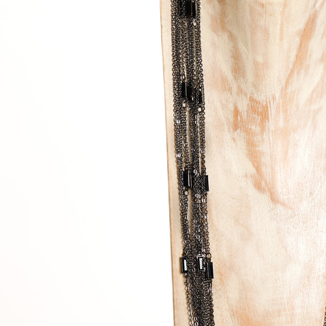 W by Whitemood-Multi-strand necklace with jewel - black