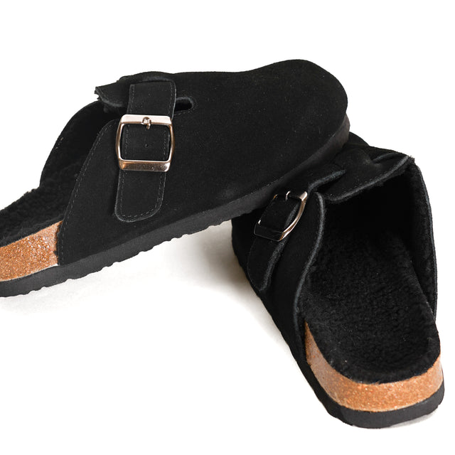 Ovye'-Suede Leather Sabot - Black