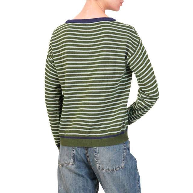 Zeroassoluto-Maglia a righe misto cashmere - blu/militare/acqua