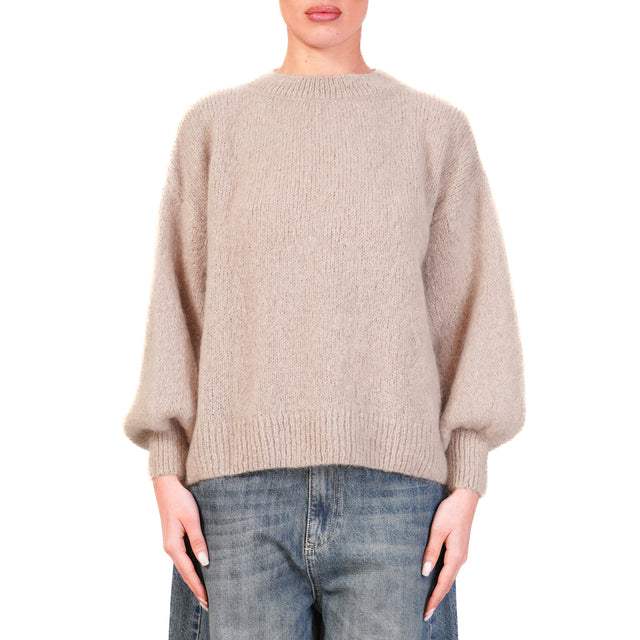 Dixie-Maglia mohair girocollo - taupe