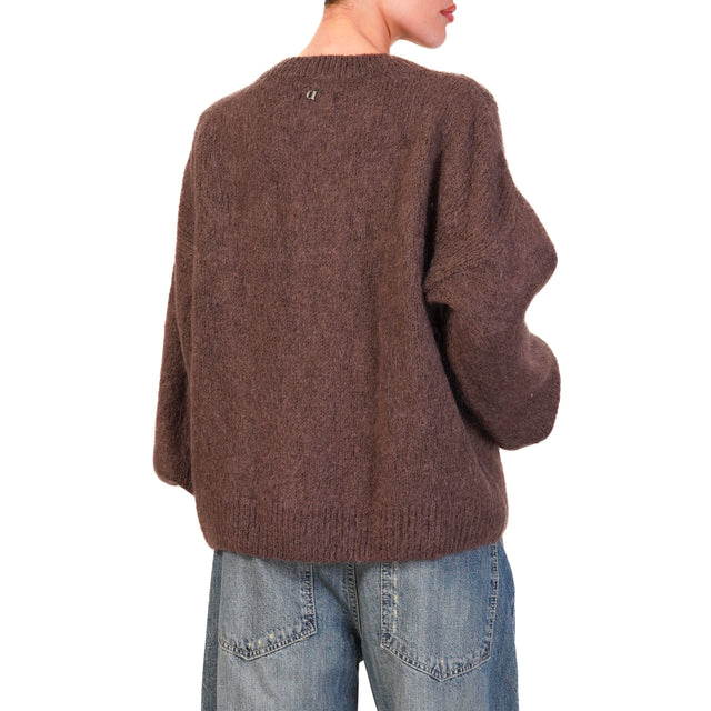 Dixie-Maglia mohair girocollo - moro