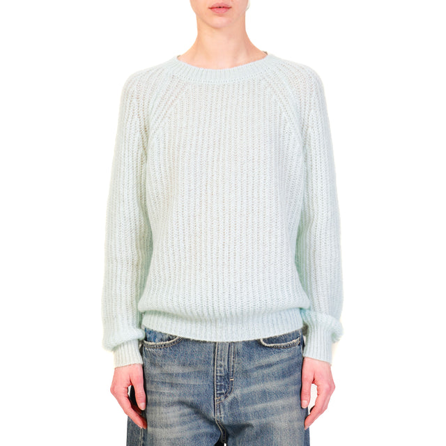 Alley-Ribbed Mohair Sweater - Aqua