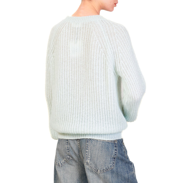 Alley-Ribbed Mohair Sweater - Aqua