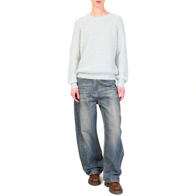 Alley-Ribbed Mohair Sweater - Aqua