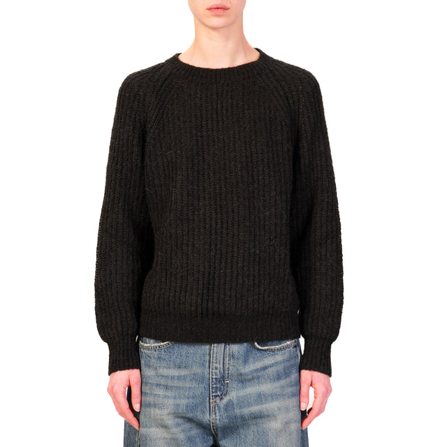 Vicolo-Ribbed Mohair Sweater - Black