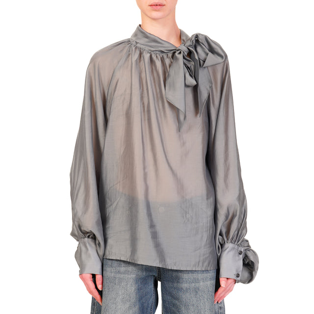 Tensione in-Blusa mussola manica palloncino - grigio