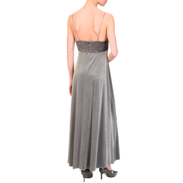 Dixie-Sequin Double Fabric Dress - Grey