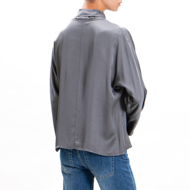 Dixie-Blusa cut out con fiocco - grigio fumo