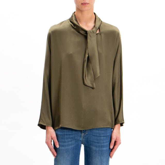 Dixie-Blusa cut out con fiocco - militare