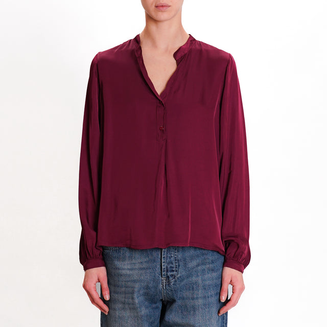 Dixie-Satin Chester Shirt - Wine