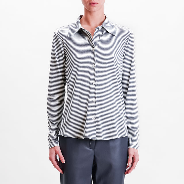 Dixie Striped Jersey Shirt - Grey/Milk