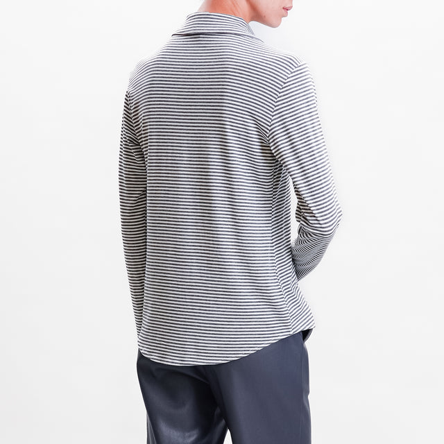 Dixie Striped Jersey Shirt - Grey/Milk