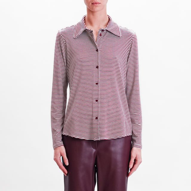 Dixie-Striped Jersey Shirt - Wine/Milk