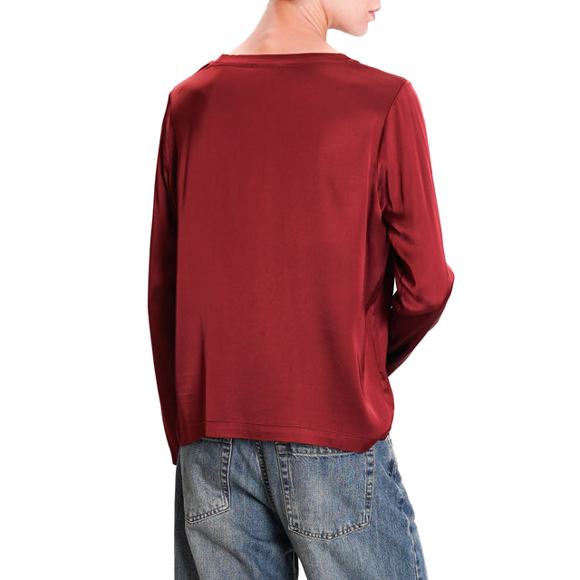 Dixie-Blusa in satin - rouge