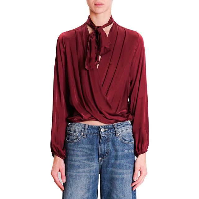 Dixie-Blusa incrociata satin - rouge