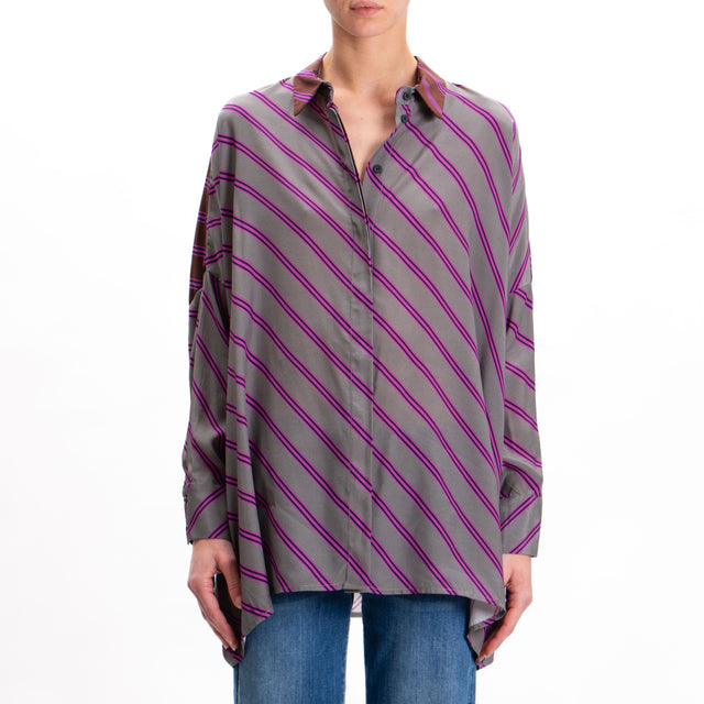 Dixie-Camicia over righe trasversale - grigio/malva/moro