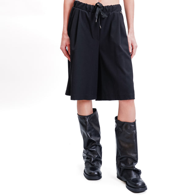 Dixie-Bermuda Elastic Waist with Drawstring - Black