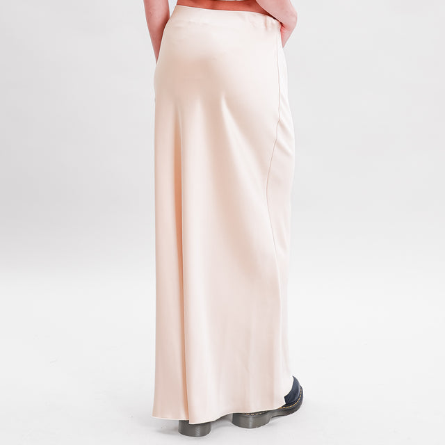 Dixie-Elastic Waist Satin Skirt - Butter