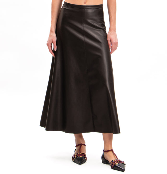 Dixie-A-line Faux Leather Skirt - Dark Brown