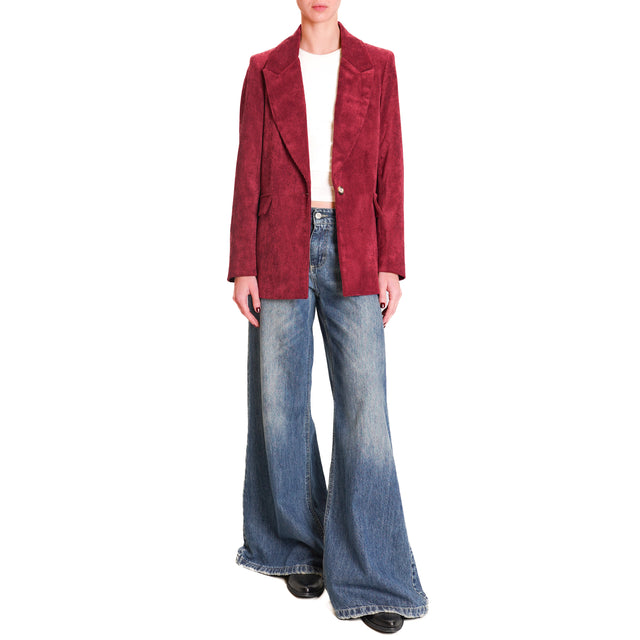 Dixie-500 Stripe Velvet Jacket - Bordeaux