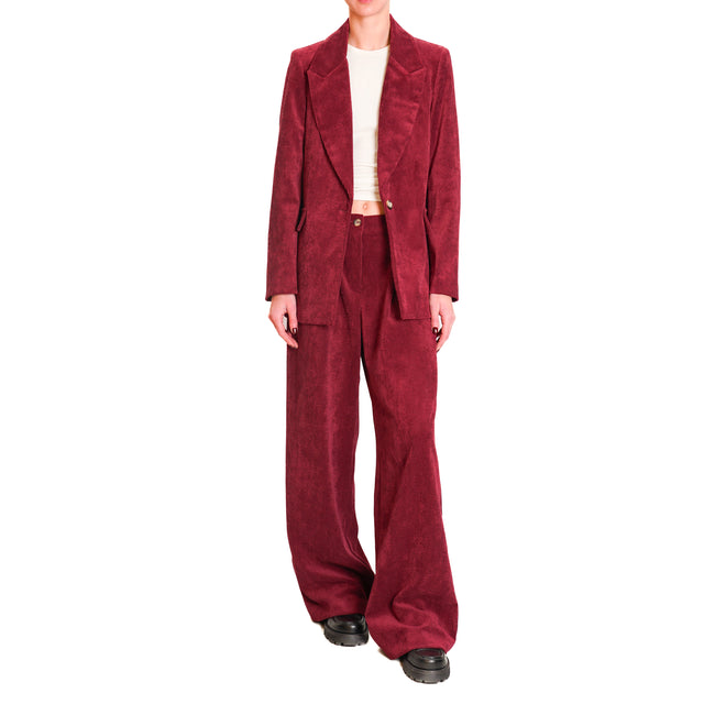 Dixie-500 Stripe Velvet Jacket - Bordeaux