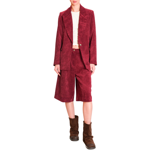 Dixie-500 Stripe Velvet Jacket - Bordeaux