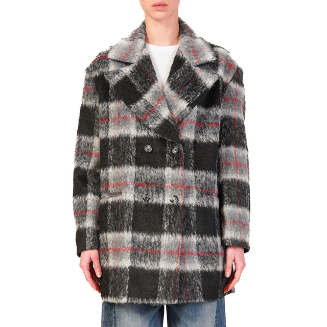 Dixie-Cappotto doppiopetto quadri - grigio/nero/red