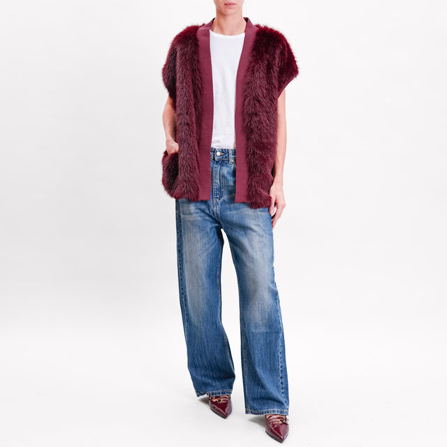 Dixie-Faux fur vest - Bordeaux