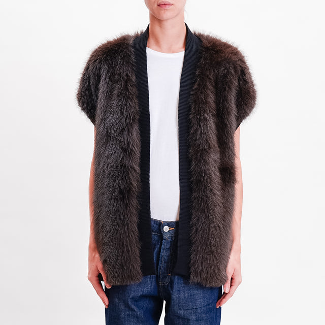 Dixie-Faux fur vest - dark brown