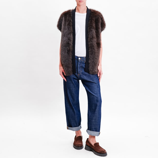 Dixie-Faux fur vest - dark brown