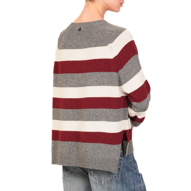 Dixie-Maglia a righe misto cashmere - grigio/latte/vino