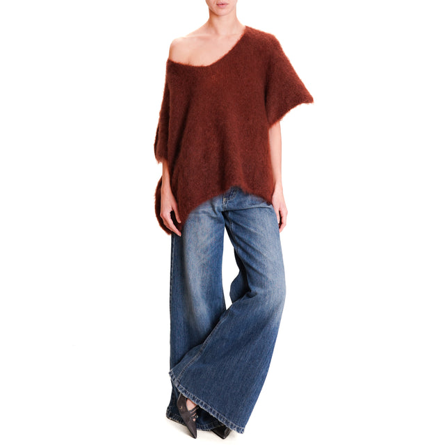 Dixie-V-Neck Sleeveless Mohair Sweater - Coffee