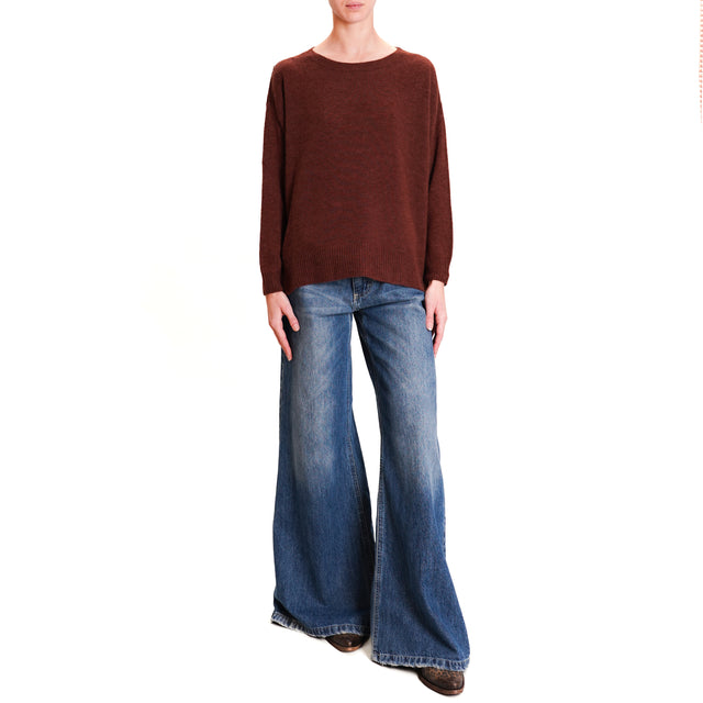 Dixie-Alpaca Blend Crewneck Sweater - Coffee